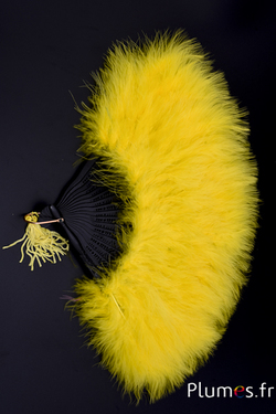Éventail en plumes de dinde - 50 x 28 cm - jaune